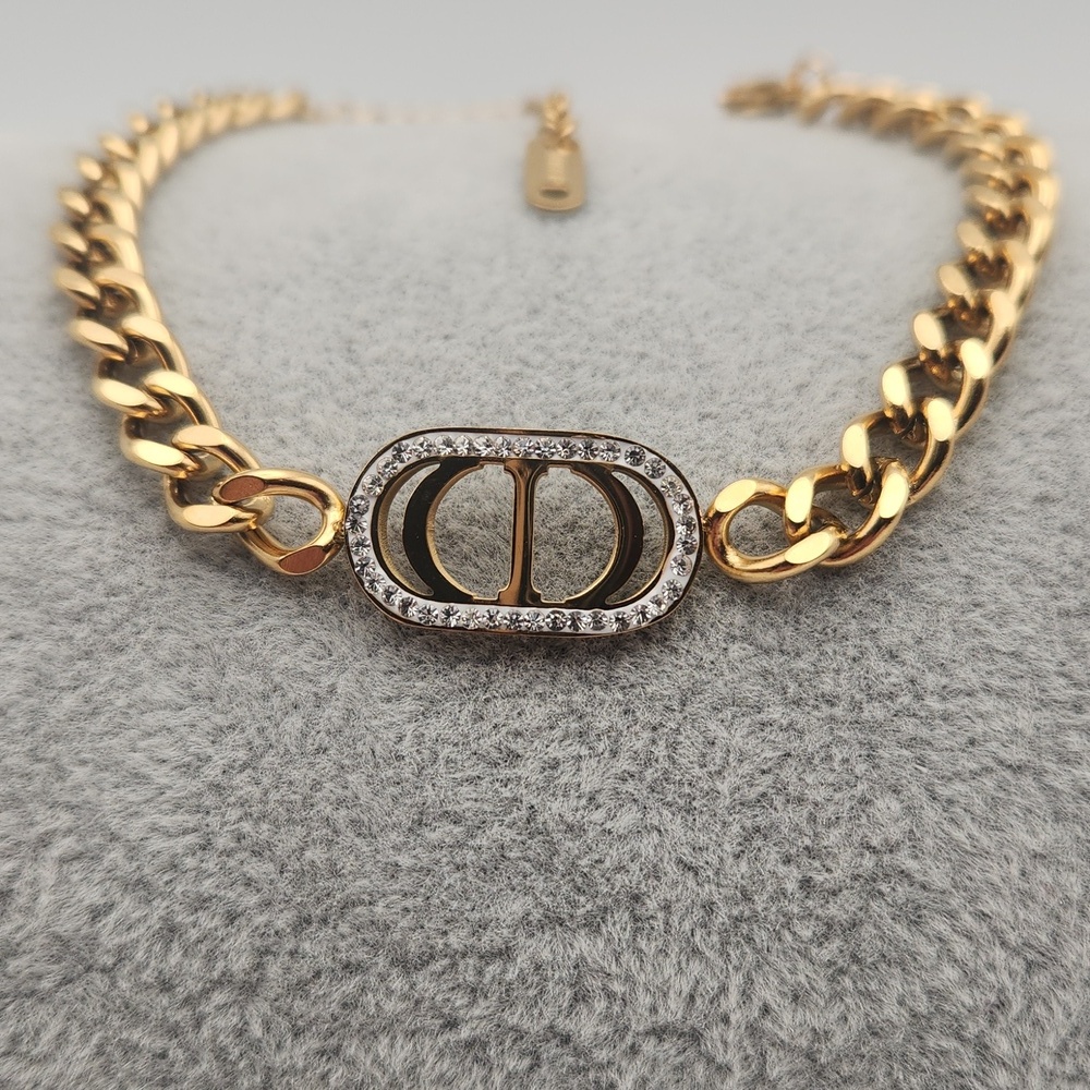 18K Gold Plated Pavé Oval Link Chain Bracelet , CD